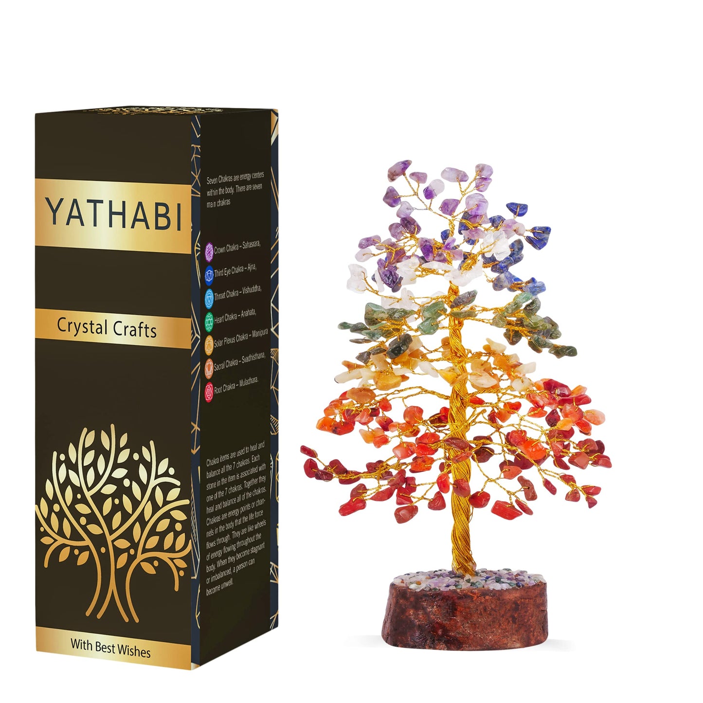 Seven Chakra Tree - Crystal Tree for Positive Energy - Tree of Life - Charkas Crystals - Gem Tree - Spiritual Decor - Feng Shui Crystals and Stones - Chakra Decor - Crystal Bonsai Tree - Gifts