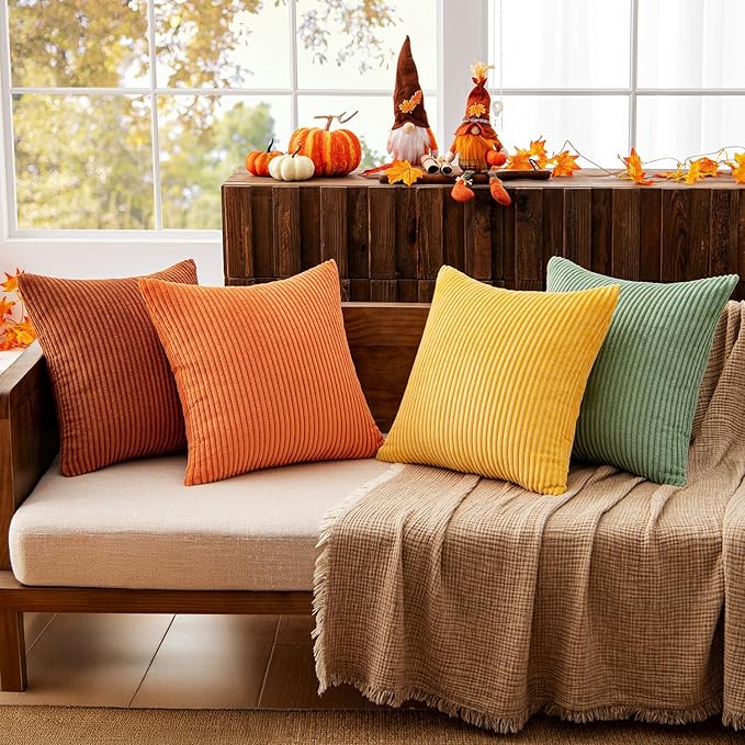MIULEE Decorative Throw Pillow Covers 24x24 Inch Set of 4, Vibrant Cushion