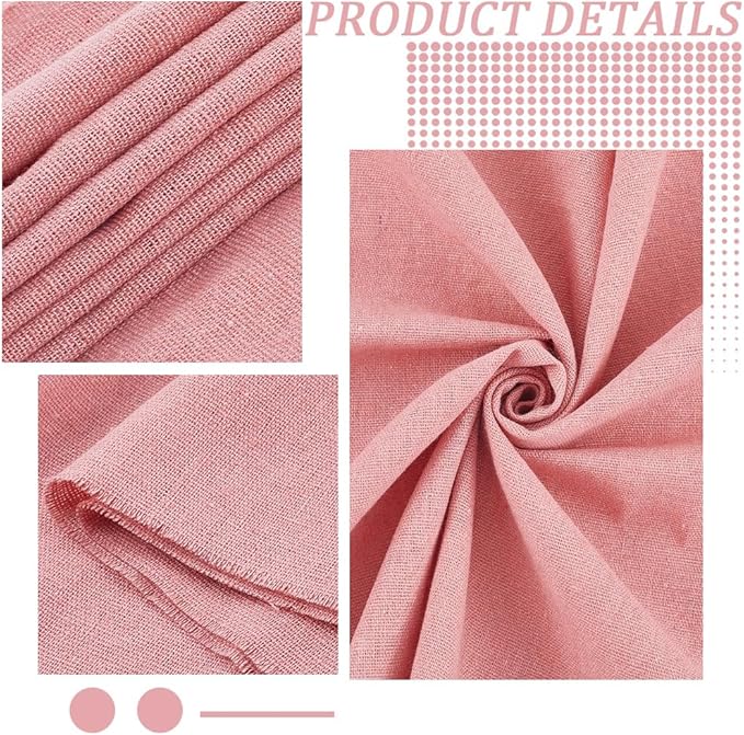 59.06 Inch Pink Linen Embroidery Fabric Needlework Cloth Soild Fabric