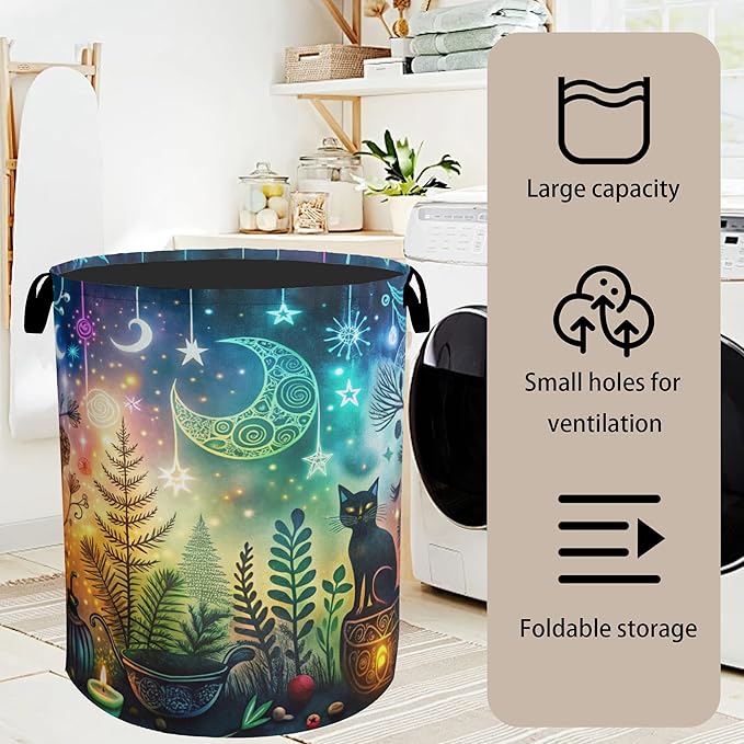 Gothic Black Cat Halloween Laundry Basket