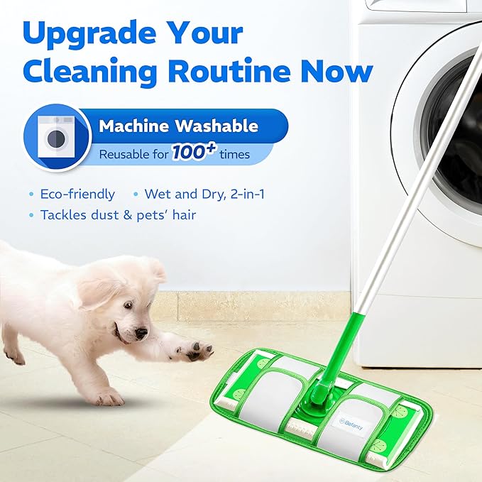 2 Pack Reusable Microfiber Mop Pads, Compatible