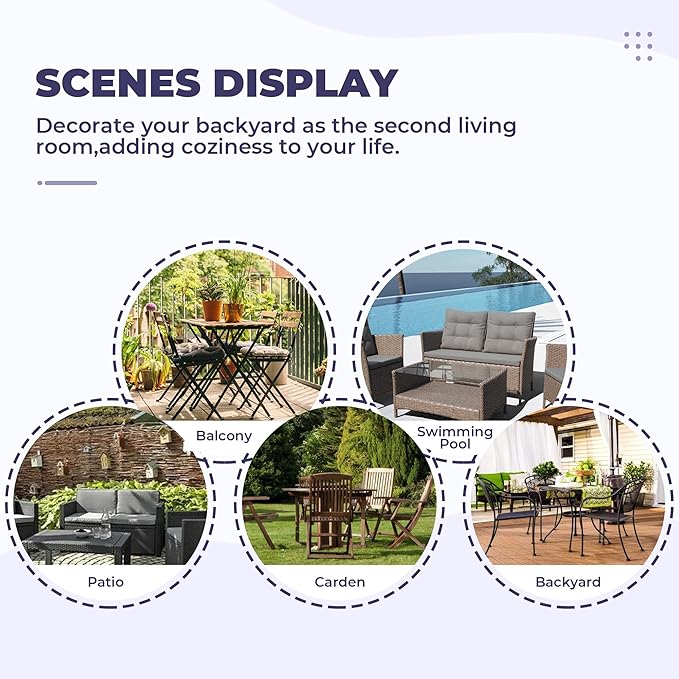DANGHOOGY Wicker Chair Cushions, Waterproof Outdoor Loveseat Cushions