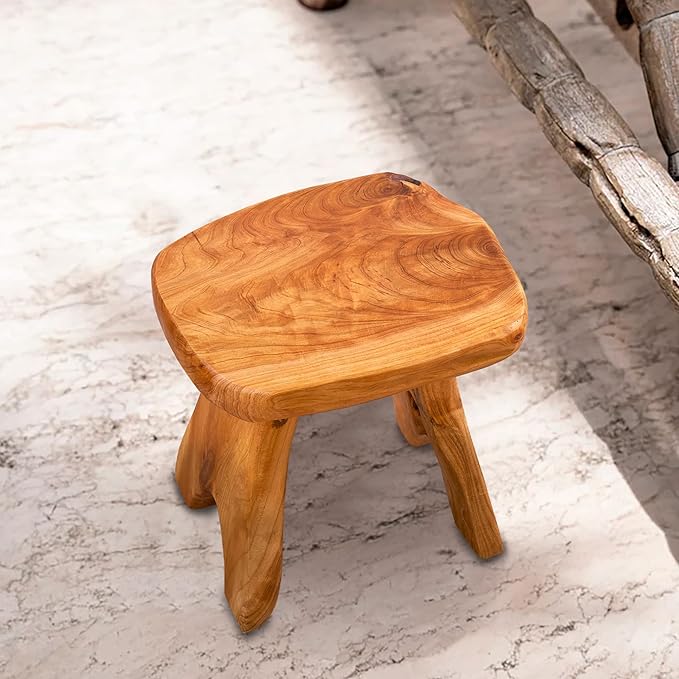 Natural Shape Stump Stool 12.5"x10"x12" Solid Wood Cedar Root End Table Rustic