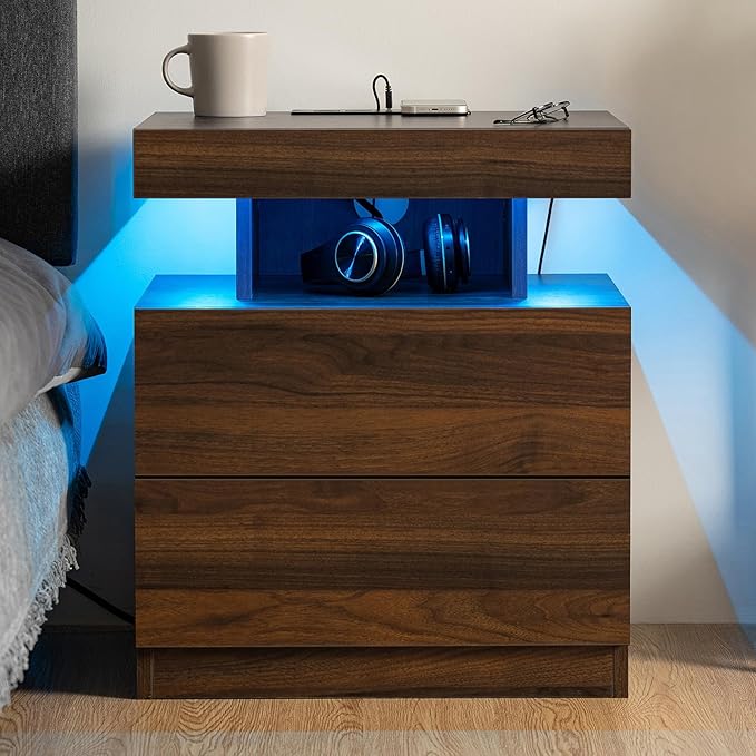 HOMMPA Set of 2 Rustic Nightstand