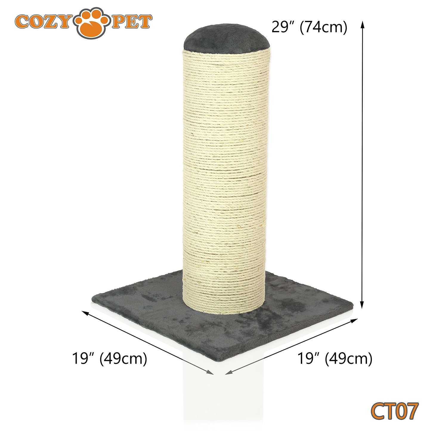 COZY PET Deluxe Fat Boy Super Large Cat Scratching Post Scratcher Activity Centre with Heavy Duty Sisal in Dark Grey XXL CT07-Dark Grey.