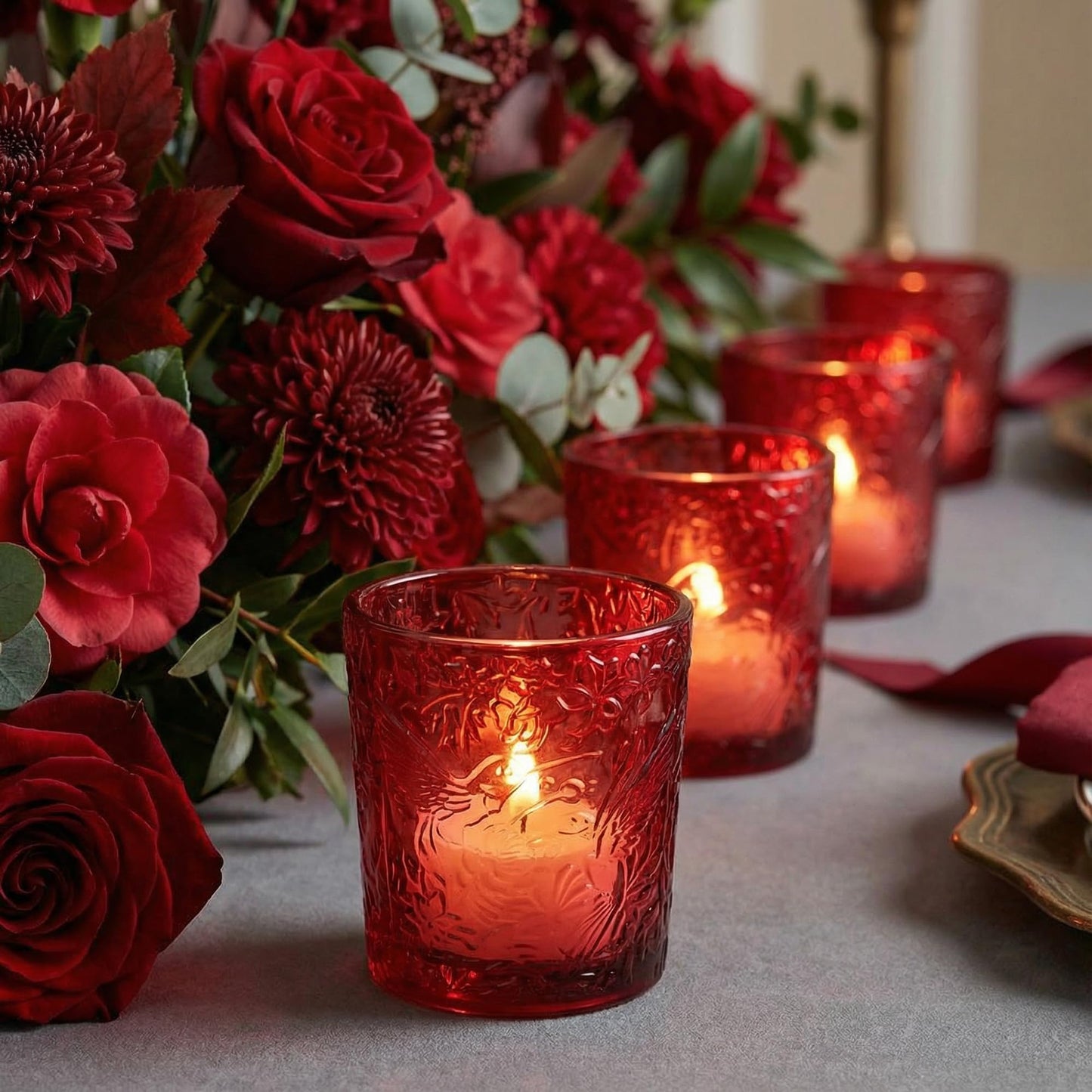 Ruby Red Hummingbird Tealight Holders, 6 Pack