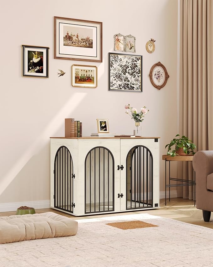 Hzuaneri 44.1" Wooden Dog Crate Furniture, Indoor Dog Kennel Dogs Cage