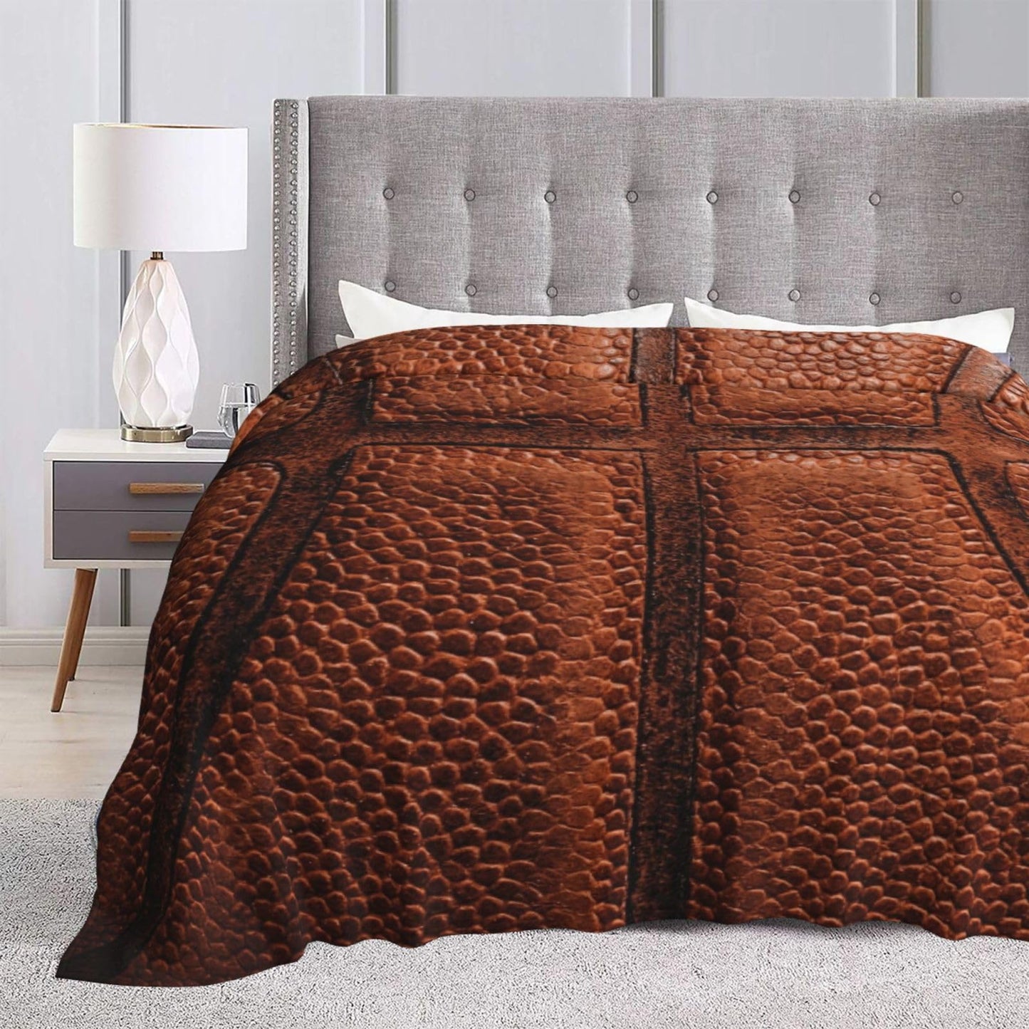 Gbuzozie Basketball Sport Theme Fleece Blanket Lightweight Ultra-Soft Basket Ball Texture Throw Blanket for Sofa Couch Bed Camping Travel - Super Soft Cozy Microfiber Blanket 50"X40"