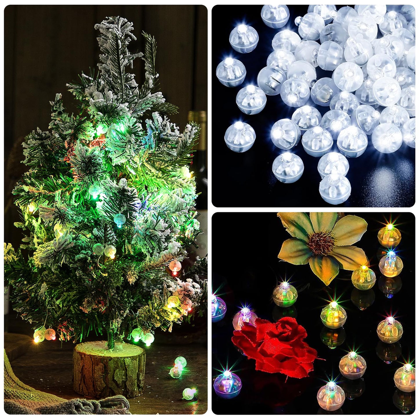 FWYWNL 100pcs Balloon Lights,Round LED Ball Lamp for Latex Balloon Paper Lantern Party Wedding Festival Christmas Halloween Decorative,Long Standby Time Waterpro of Mini Light (White)
