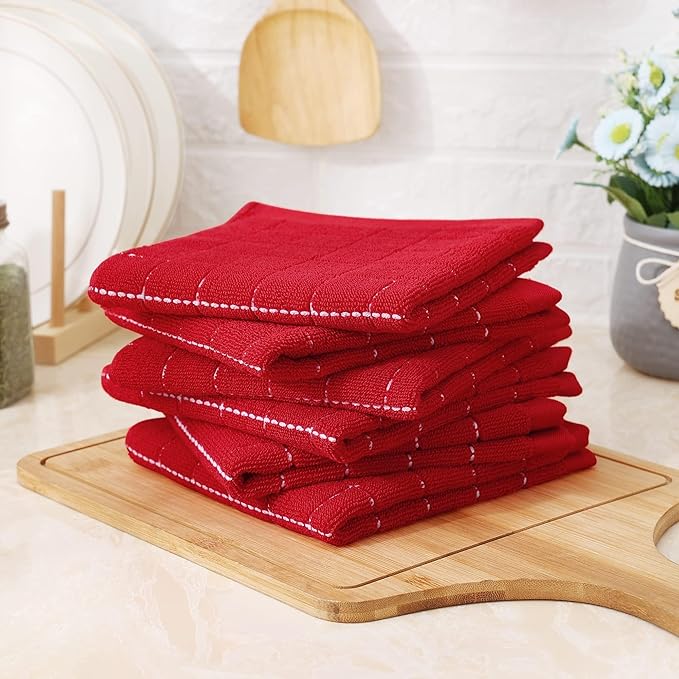 Homaxy 100% Cotton Terry Kitchen Dish Cloths, Ultra Soft and Absorbent Dish