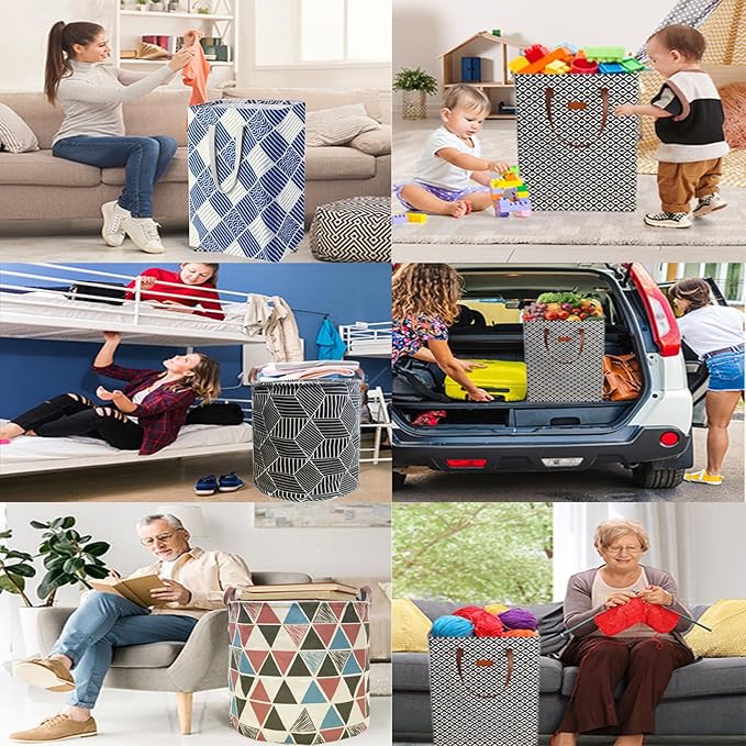 Waterproof Laundry Hamper Collapsible Laundry Basket Leather Handle Laundry Bag