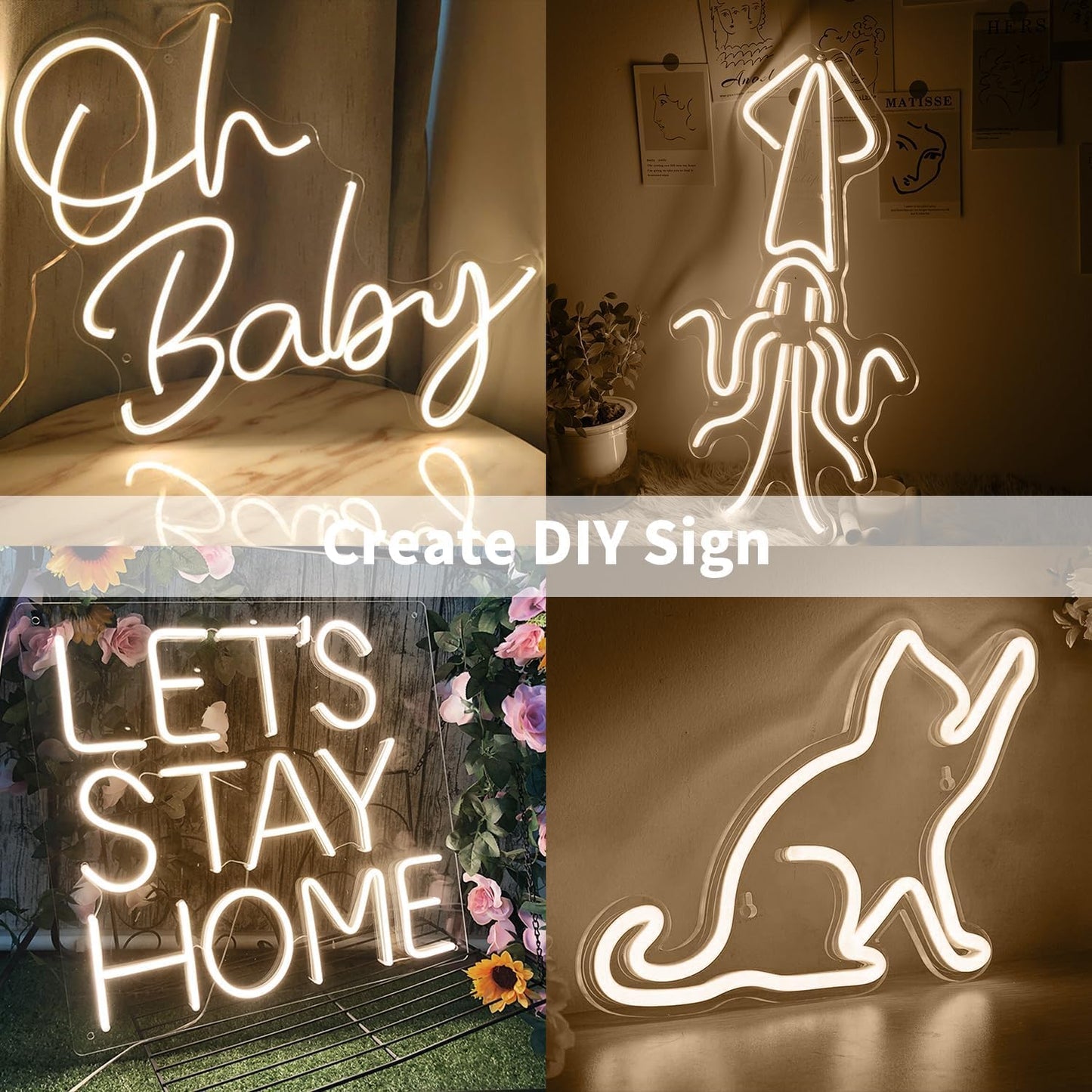 iNextStation Warm White LED Rope Lights 16.4FT/5M DC12V LED Strip Lights, IP65 Waterproof Silicone Neon Light Strip, Flexible Led Light Strip 0.98in Cut for DIY, Rope Led Lights for Bedroom(with Plug)