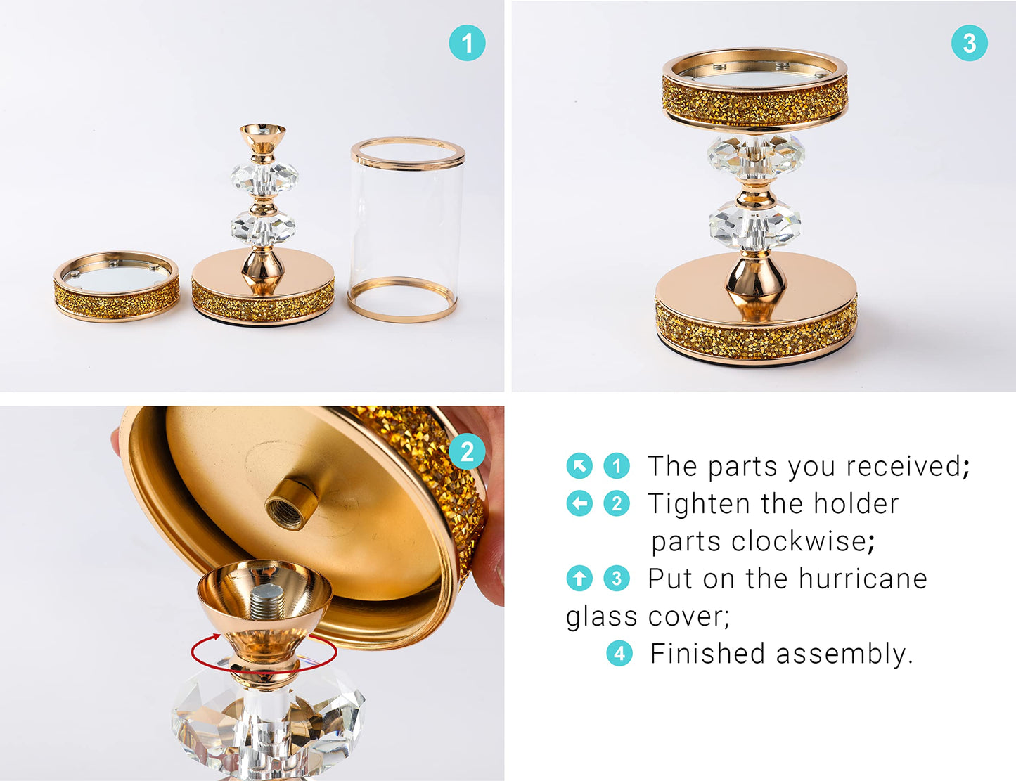 Candle Holder, Pillar Candle Holders, Crystal Candlesticks Holder for Wedding, Parties, Events, Chirstmas,Home Decor, Table Centerpieces CH028D (S)