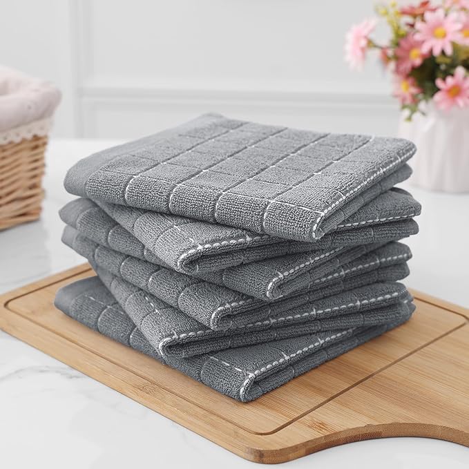 Homaxy 100% Cotton Terry Kitchen Dish Cloths, Ultra Soft and Absorbent Dish