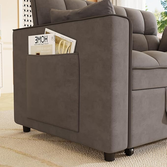 3-in-1 Convertible Sleeper Sofa Bed, 55 inch Small Couch