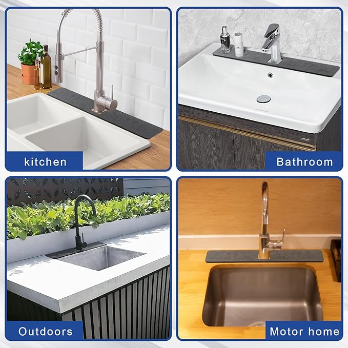 Sink Splash Guard Stone PNLLDDCN Non-Slip Diatom Mud Behind Faucet Mat