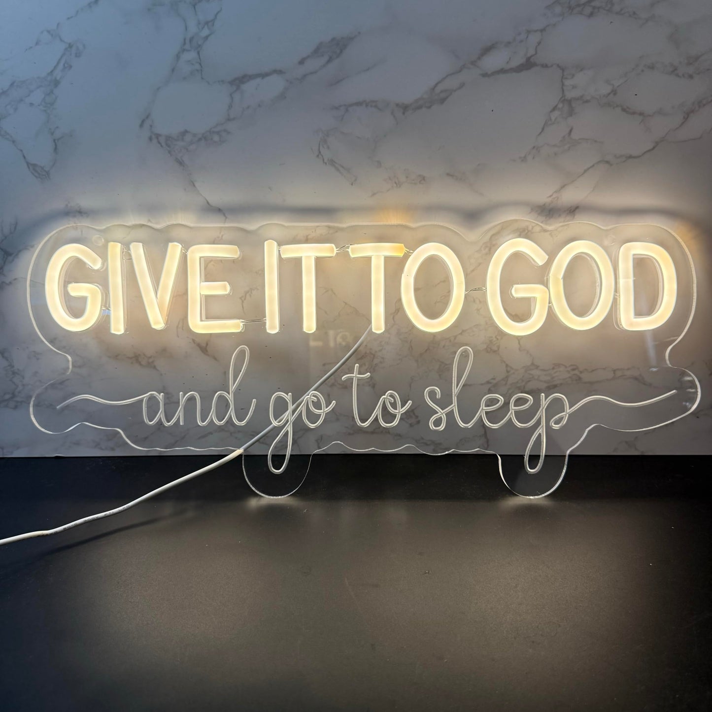 Give It to God and Go to Sleep Neon Sign Led Dimmable Neon Lights for Bar Room Home Art Wall Decor Party Window Living Room Decor Christmas' Birthday Gift (Warm white)