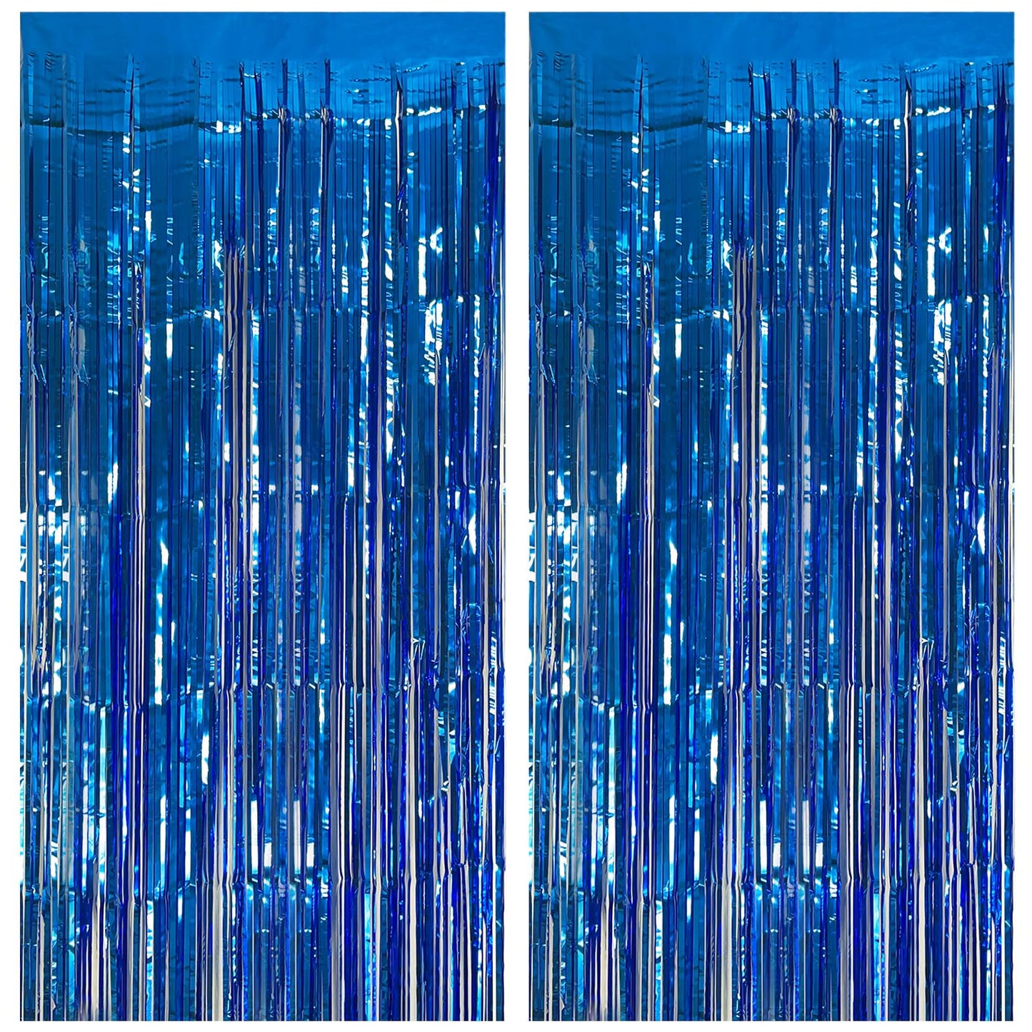 2 Pack Blue Party Decorations Ocean Party Decor Supplies Blue Party Streamers Birthday Decorations Tinsel Foil Fringe Curtains Photo Booth Props Celebration Decorations