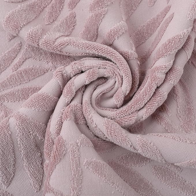 Pidada Hand Towels Set of 2 Leaf Pattern 100% Cotton Absorbent Soft Decorative