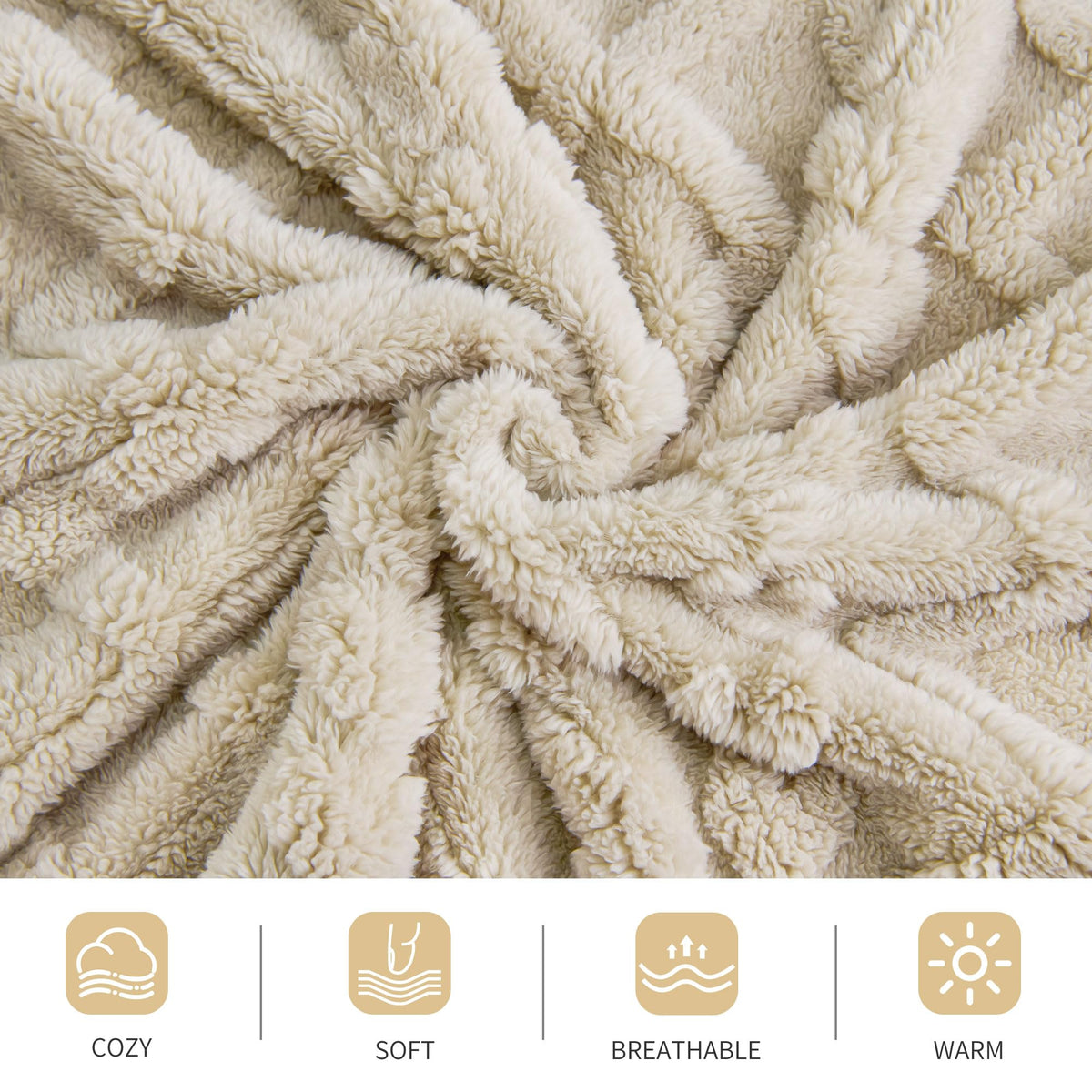 Aganear Fleece Throw Blanket - Cozy Soft Lightweight Fuzzy Throw Blanket for Women Portable Throw Blankets for Couch, Warm Present for Birthday, Christmas, Halloween, Housewarming(50"x60", Khaki)