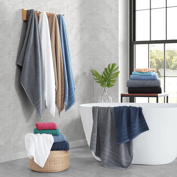Casa Platino 100% Cotton Bathroom Towels Set – 24 Pc Family Pack – Soft &