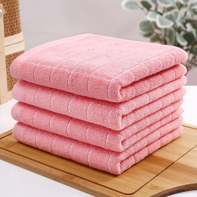 Homaxy 100% Cotton Terry Kitchen Towels, Checkered Designed, Soft and Super