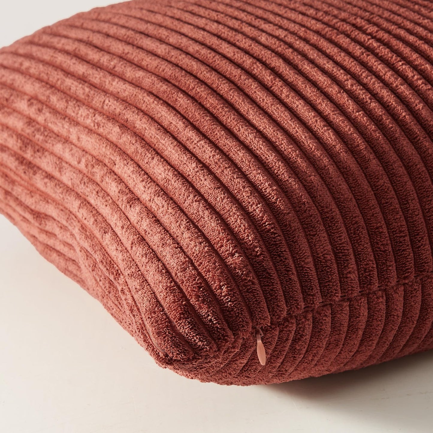 Topfinel Fall Burnt Orange Decorative Throw Pillows Covers 18x18 Inch Set of 4,Yellow Green Gradient Series Corduroy Striped Square Pillow Case,Western Modern Cushion Cover for Couch Sofa Bedroom