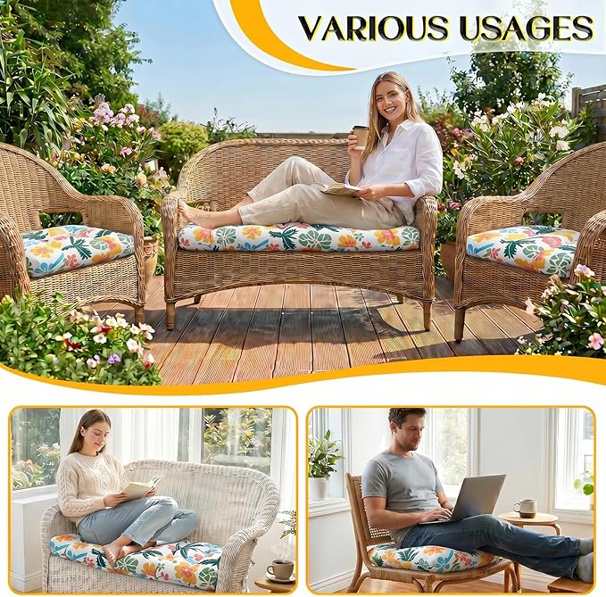 1 MIDDLE ONE Wicker Chair Cushions 3 Pieces Set