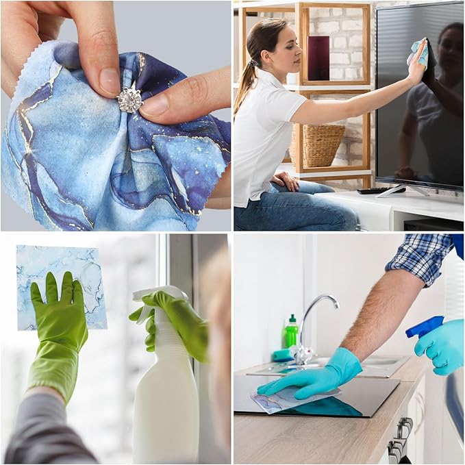 24 Pcs Marble Eyeglasses Cleaning Cloths Microfiber Lens Cleaning Cloths Soft
