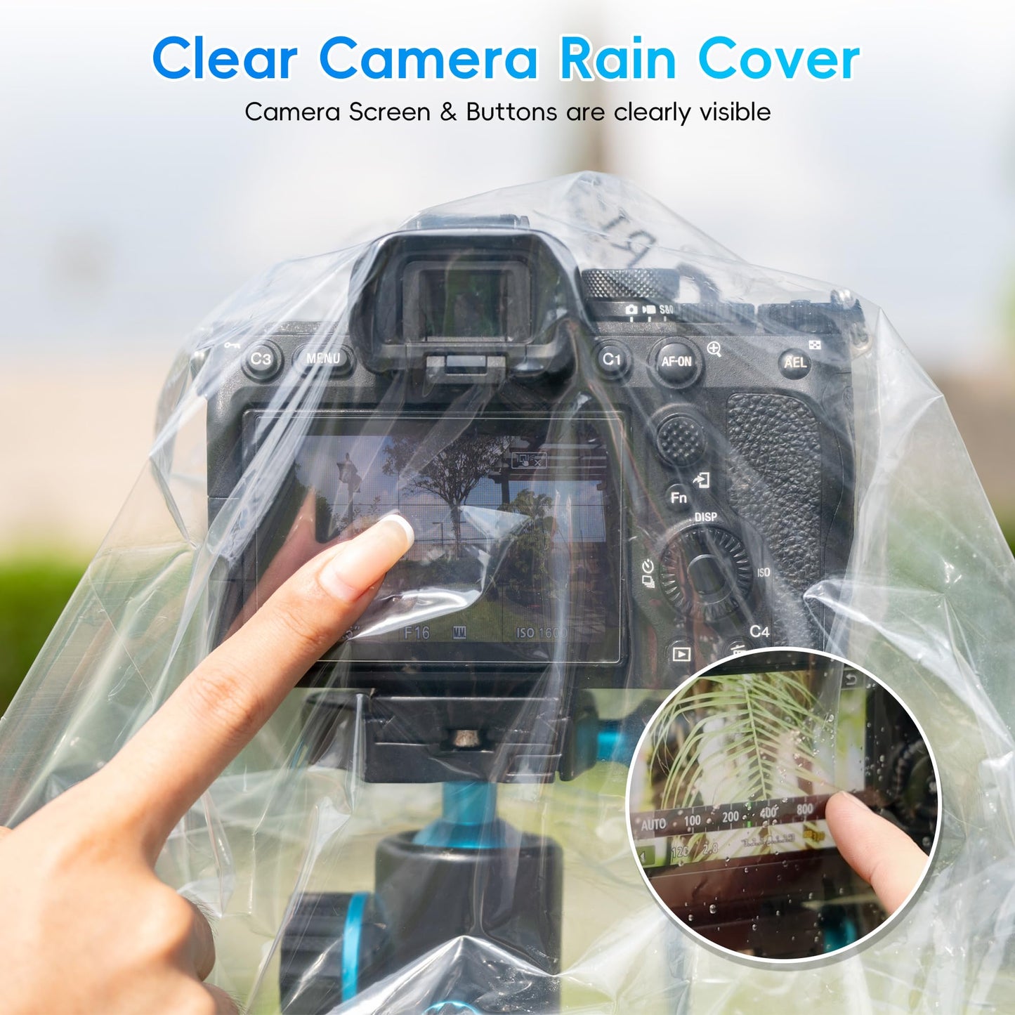 2 Pack Camera Lens Rain Cover Raincoat Clear Sleeve Protector for Sony A7R V A7 IV A7S III II A6700 A6600 A6500 A6400 A6300 A6100 A6000 A7C Nikon Z8 Z5 Z50 Z30 Z7 Z6 II D780 D7500 D5600 D3500 P1000