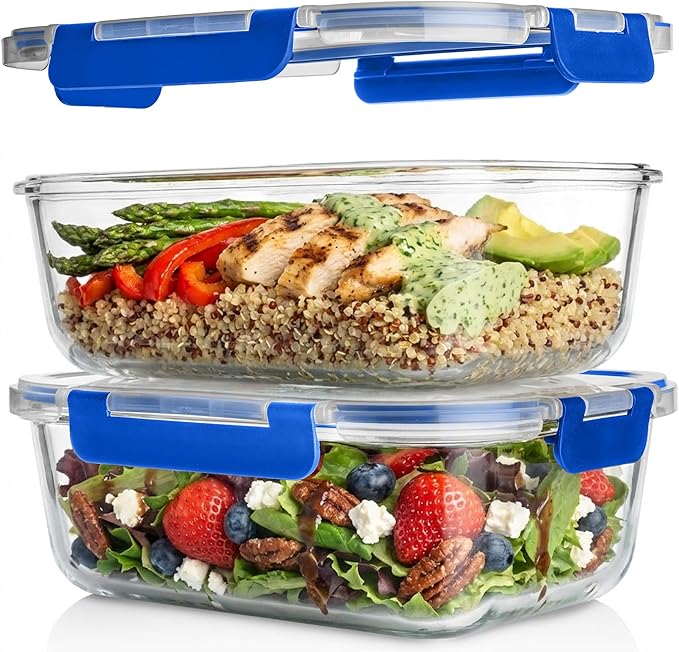 Razab 4 Pcs 1860ml / 63 Oz Large Glass Food Storage Containers