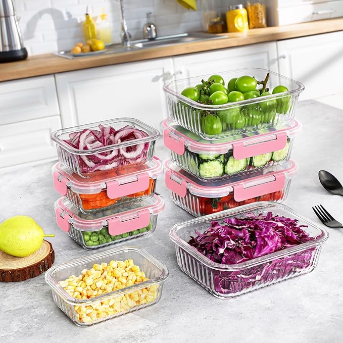 KOMUEE 10 Packs Glass Meal Prep Containers