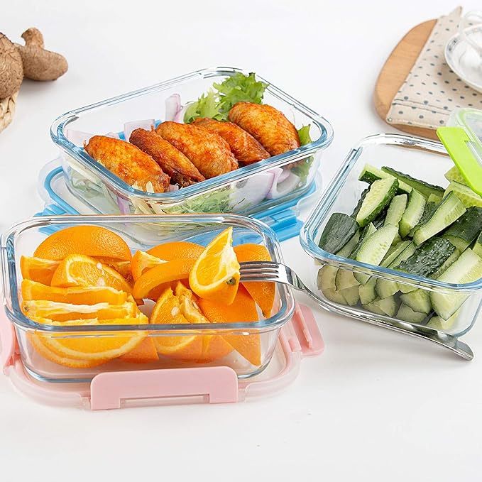C CREST [10-Pack Glass Food Storage Containers, Meal Prep Containers