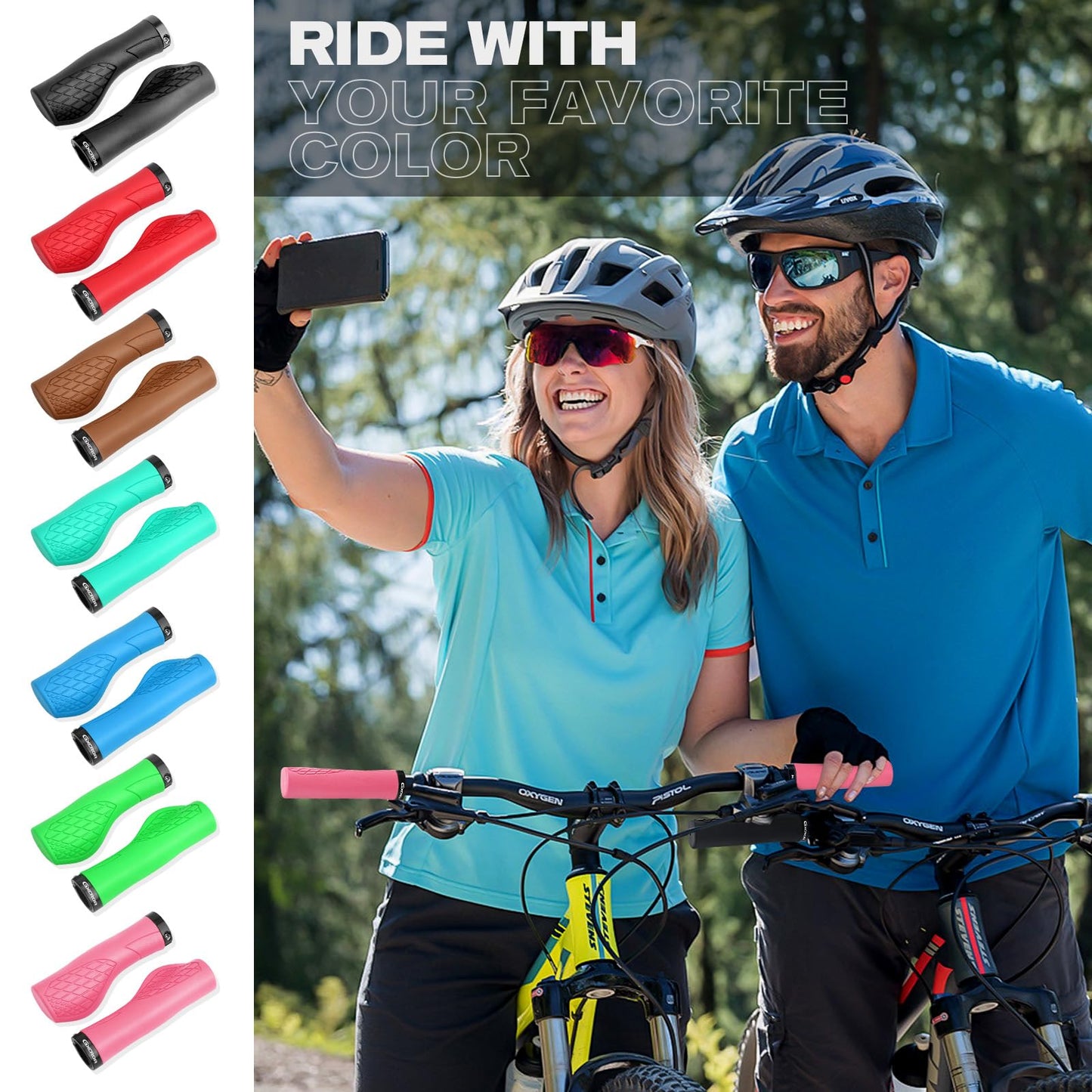 GXCROR Bike Grips,Ergonomic Bicycle Handlebars Grips Shock Absorbing Dual-Density Silicone,Universal 22.2mm Fit with 3D Non-Slip Pattern,Scooter Grips