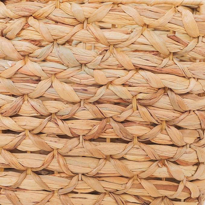 2-Tier Wall Hanging Wicker Water Hyacinth storage baskets Set, Woven Rustic