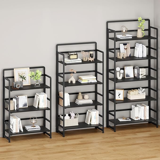 No Assembly Folding Bookshelf, 5 Tiers Collapsible Book Shelf