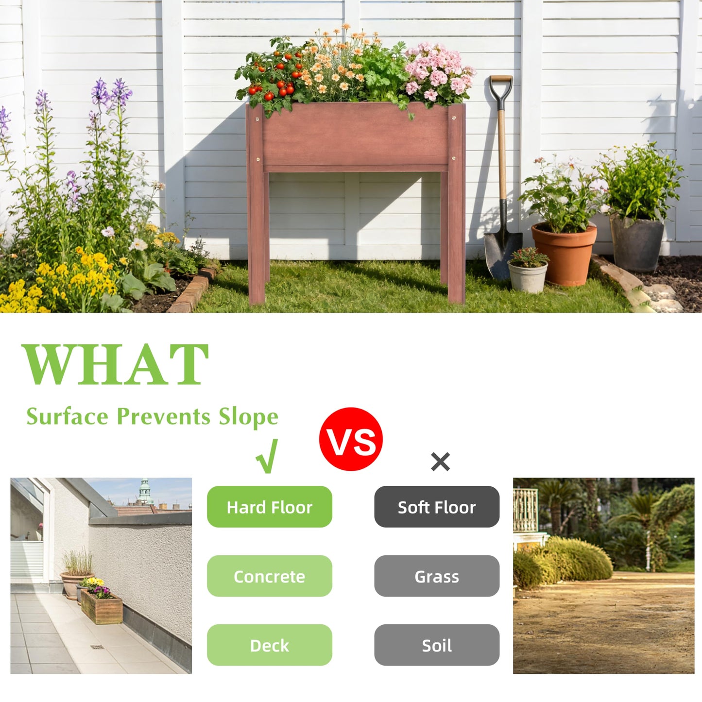 Raised Garden Bed with Legs, 31x16x31'', Outdoor Wood Elevated Planter Box, Thick Legs, w/Liner