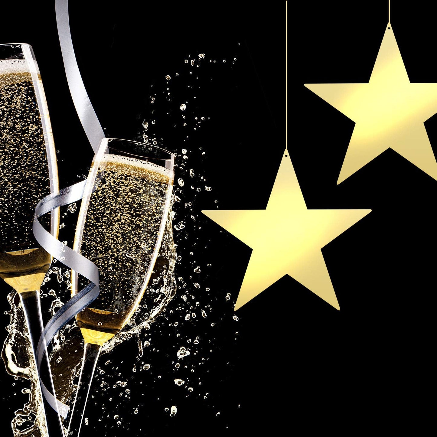 Outus 36 Pieces 11 Inch Large Gold Stars Cutouts Gold Stars Decoration Double Printed Paper Star for Movie Night Bulletin Board Decoration, Classroom Wall Party Decor Back to Shcool Party Decor