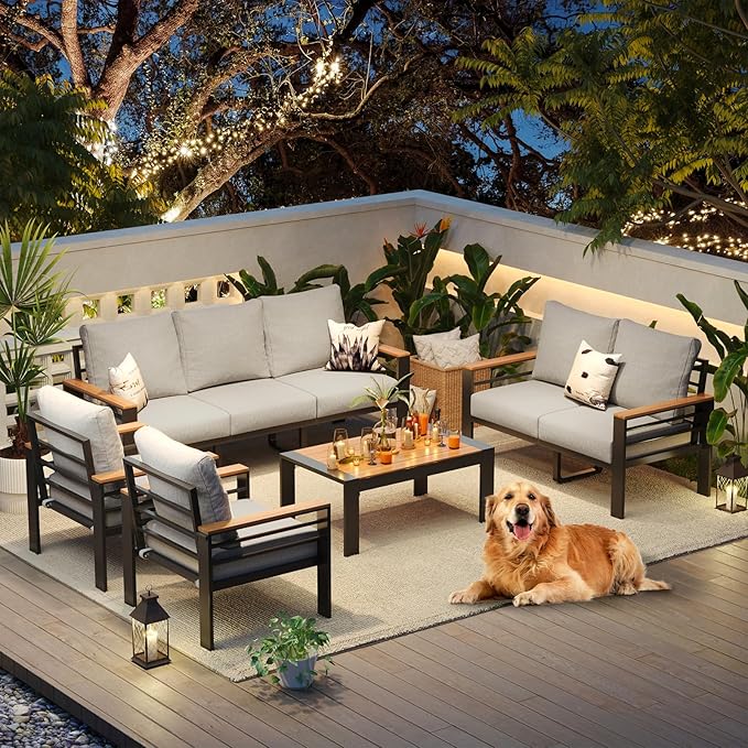 Aoxun Aluminum Patio Furniture Set 7 Seats, Oversized Outdoor Sectional