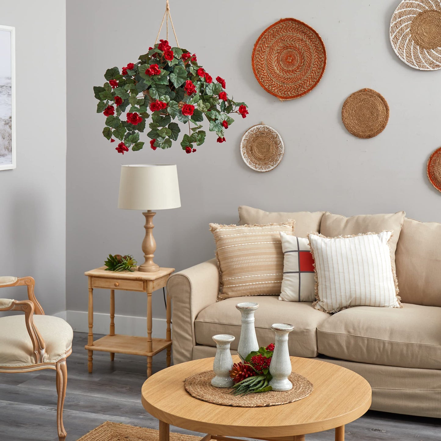 Nearly Natural Begonia Hanging Basket