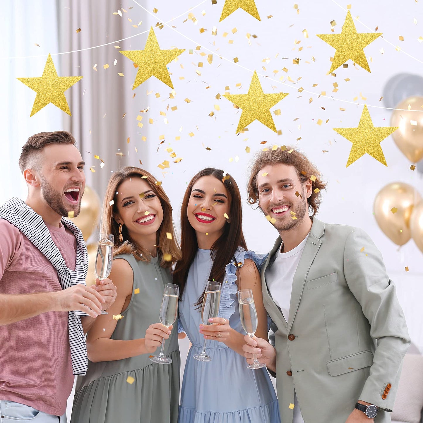 Gejoy 80 Pieces Gold Glitter Stars Cutouts Gold Stars Decoration Double Printed Paper Star for Movie Night Bulletin Board Decoration Classroom Wall Graduation Party Decorations 6 Inches