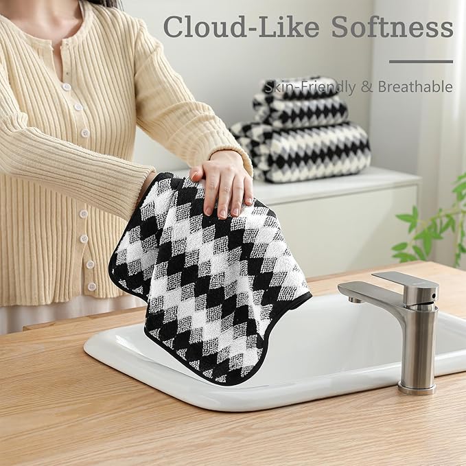 8 Piece Bathroom Towel Set Black White|2 Oversized Large Bath Towels Sheet