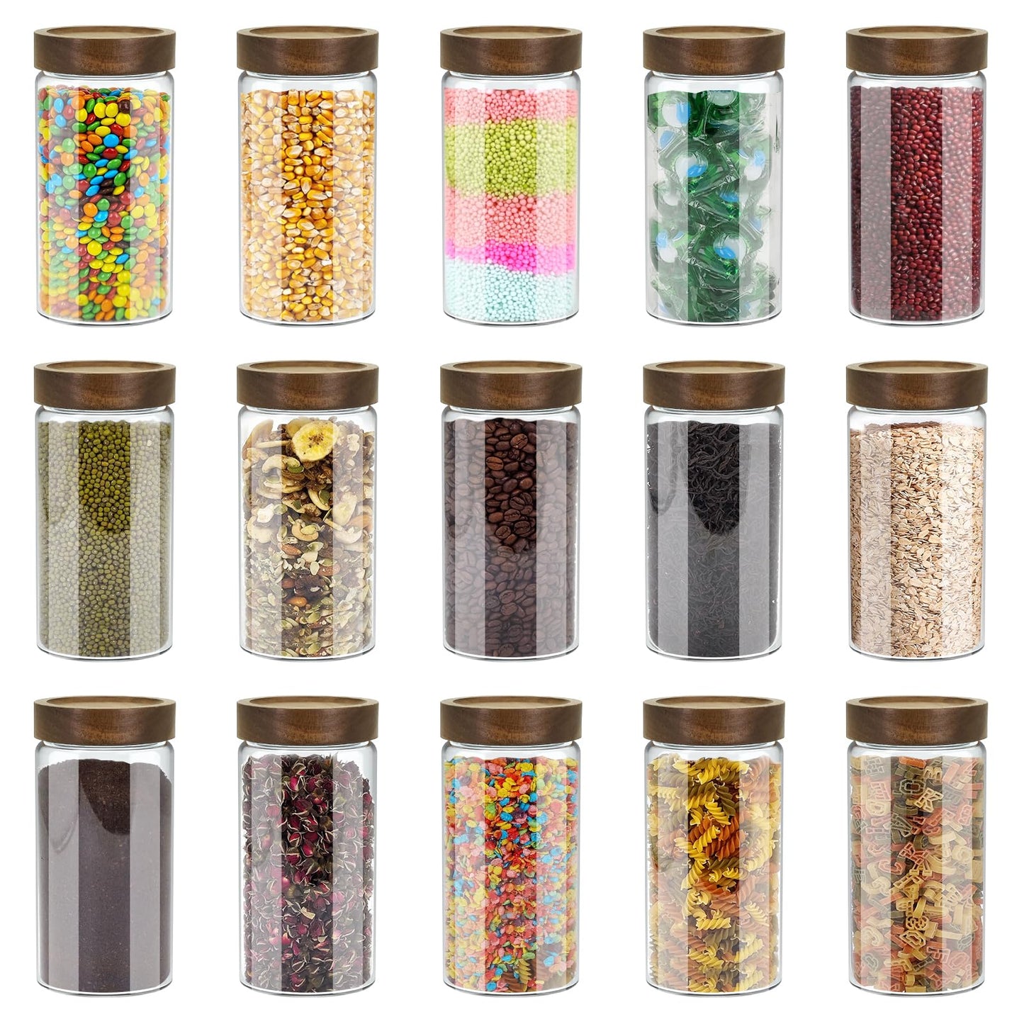 Venuekkuri Glass Coffee Grounds Container with Shelf, 2 × 45 oz Glass Coffee Canisters with Airtight Thread Lid, Storage Jars with Stainless Steel Spoon for Coffee Bean, Sugar,Nut