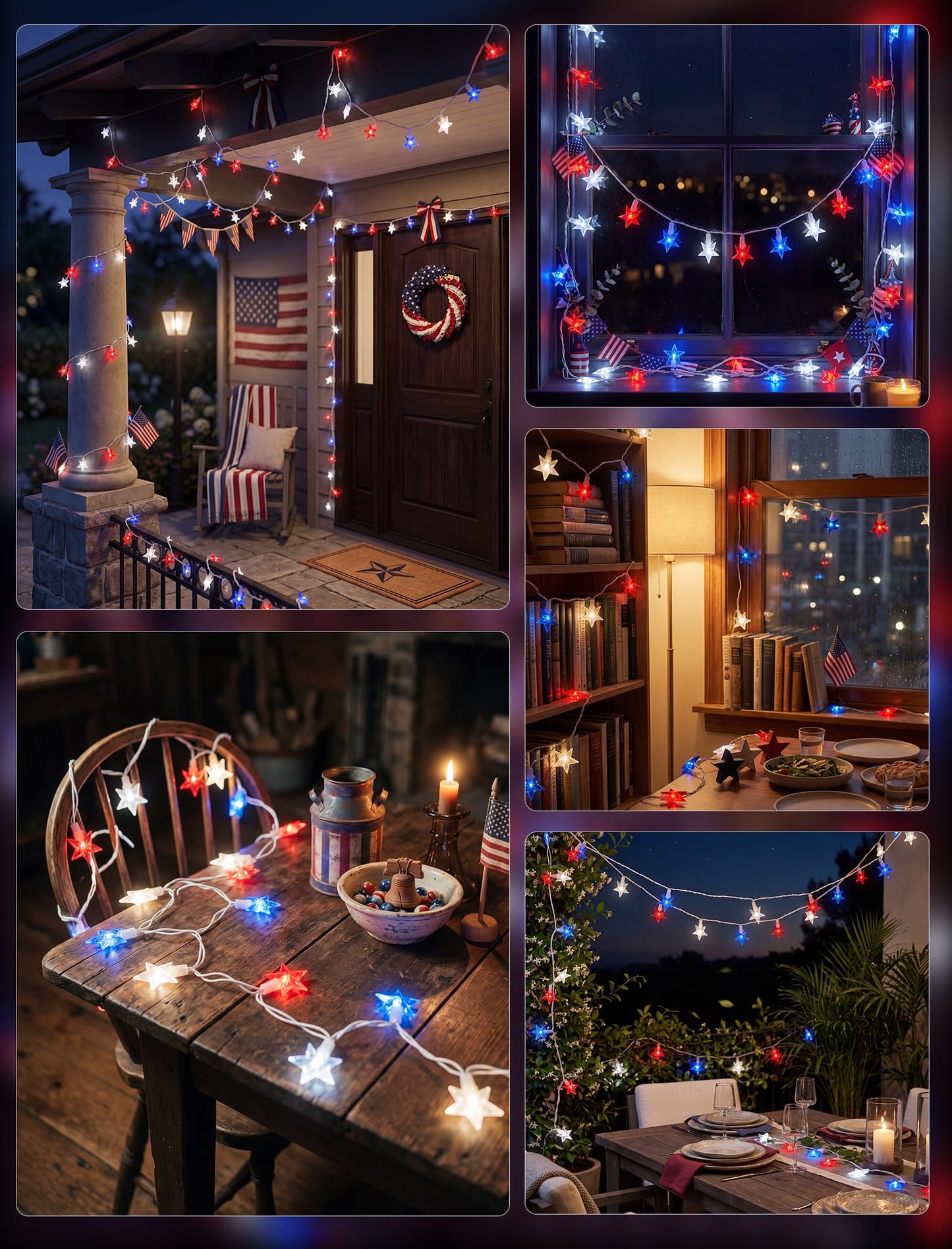 13.6Ft Red White and Blue Star String Lights, 35 LED Patriotic Lights for Flag Day 4th of July Decorations, Waterproof Plug in Fairy Lights for Indoor Outdoor Fence Backyard Patio Independence Day