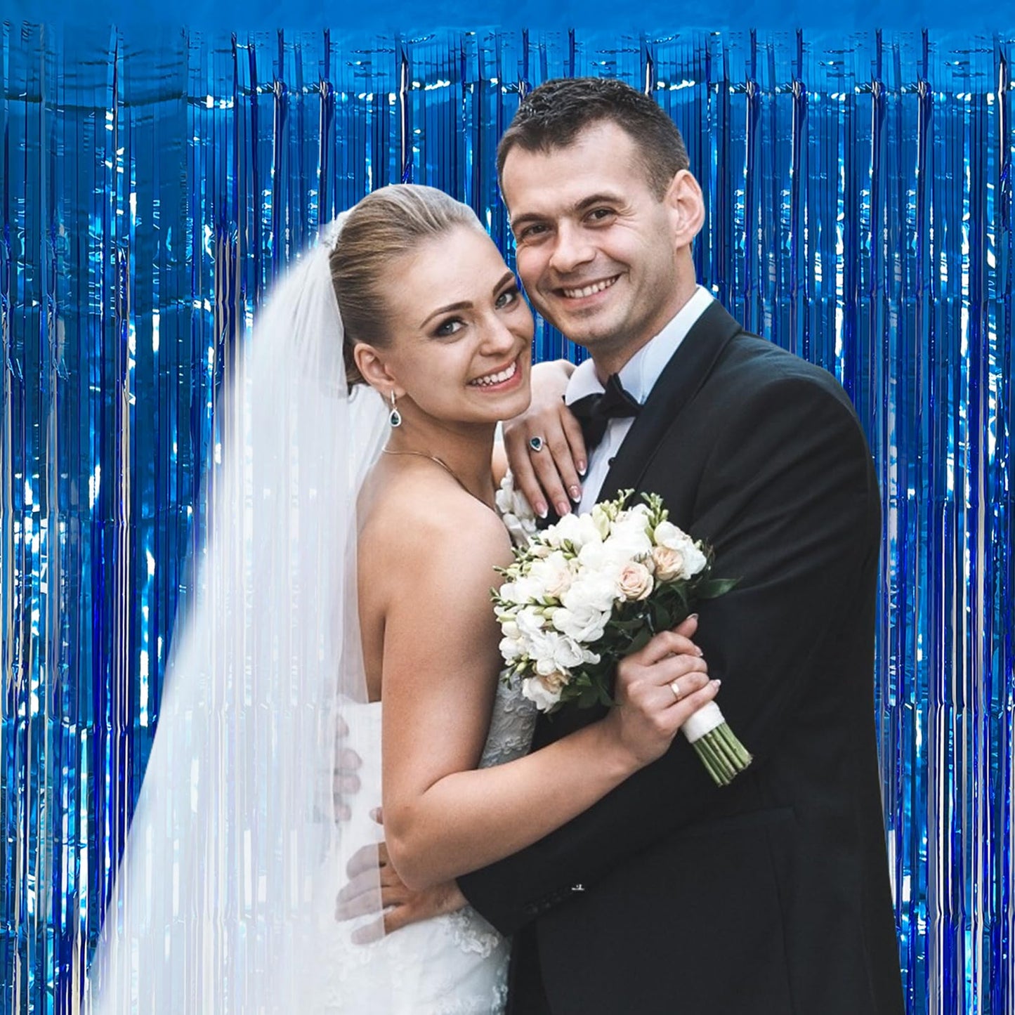 2 Pack Blue Party Decorations Ocean Party Decor Supplies Blue Party Streamers Birthday Decorations Tinsel Foil Fringe Curtains Photo Booth Props Celebration Decorations