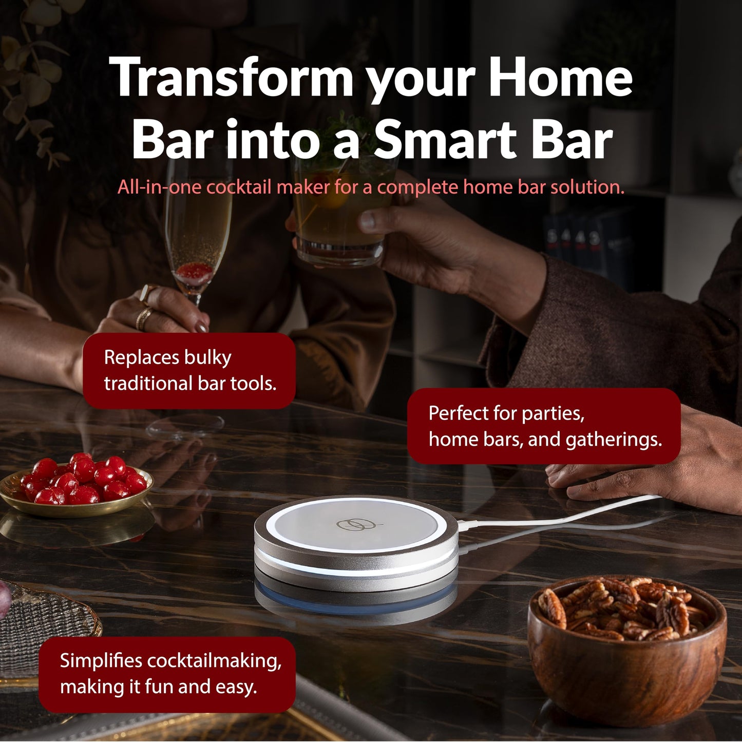Barsys Smart Coaster 2.0: Learn How to Mix Perfect Drinks, Portable Cocktail Mixer with 1000+ Recipe, Cocktail and Mocktail Drink Maker, AI-Powered and App-Enabled Drinks