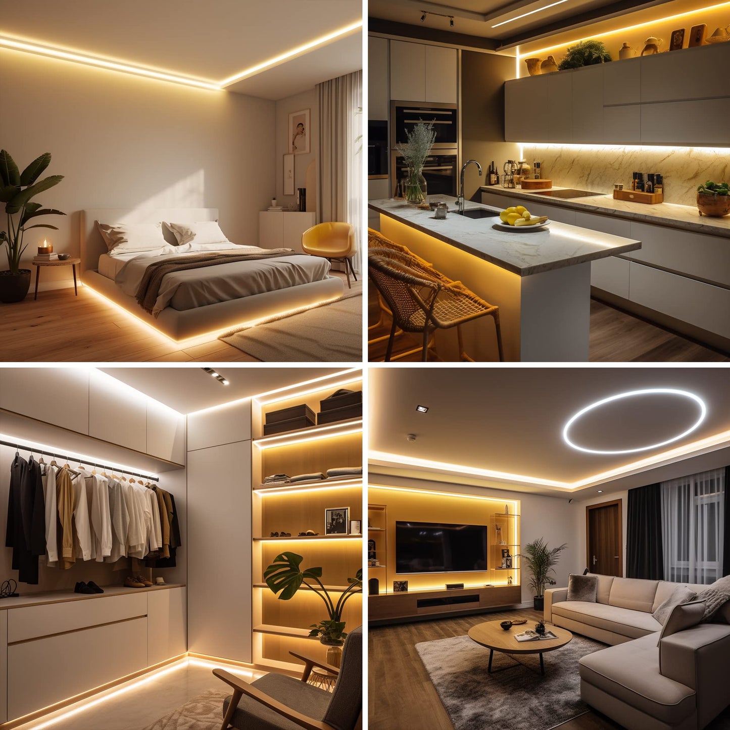 AXMOTUT 32.8ft COB LED Strip Light Warm White, High Bright LED Strips with 320LEDs, RF Remote and UL Power Supply, 3000K Dimmable LED Lights for Bedroom,Kitchen, DIY Home Decoration, 2 Rolls of 16.4ft