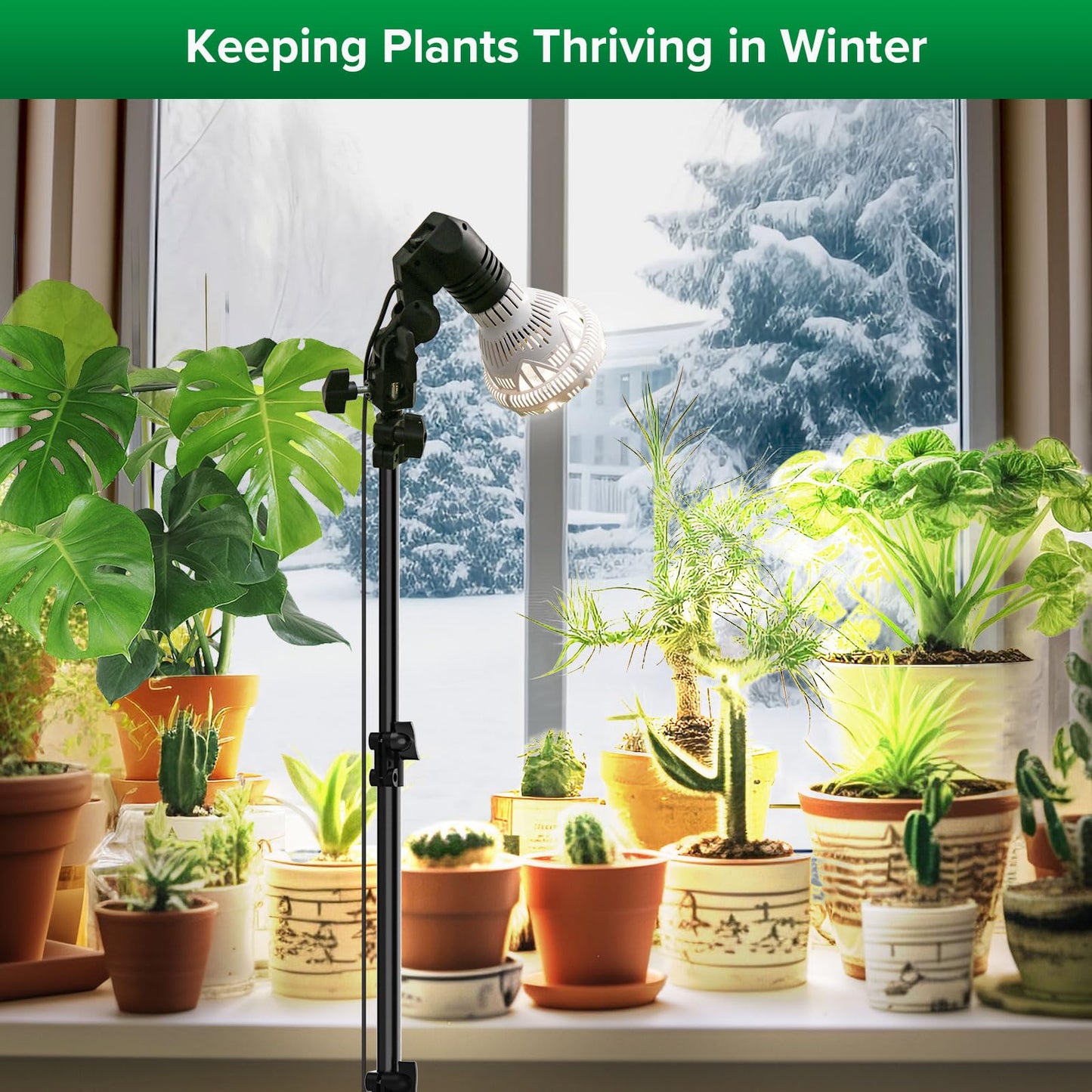 SANSI Grow Lights for Indoor Plants, 4 Dimmable Levels 30W Full Spectrum Plant Lights for Indoor Growing, Tripod Stand Adjustable 30"-55" Plant Grow Light with Remote Control Auto Timer