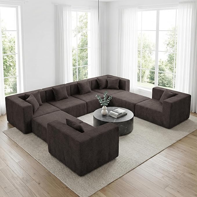 MONVANE Modular Sectional Sofa, Oversized 8 Seat Convertible U Shaped Couch