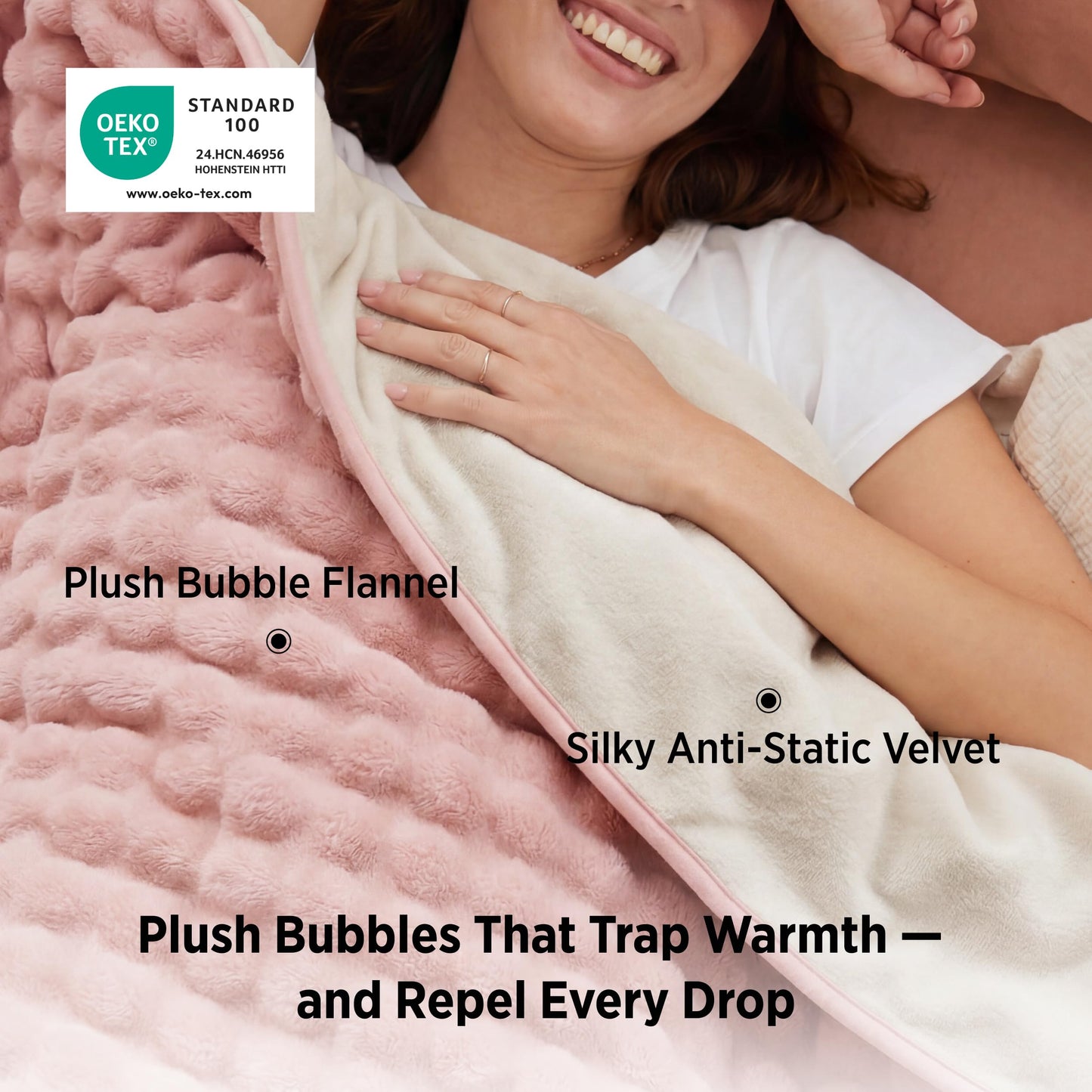 Bedsure GentleSoft Blanket for Bed & Bubble Waterproof Blanket for Bed King Pink 108x90inch